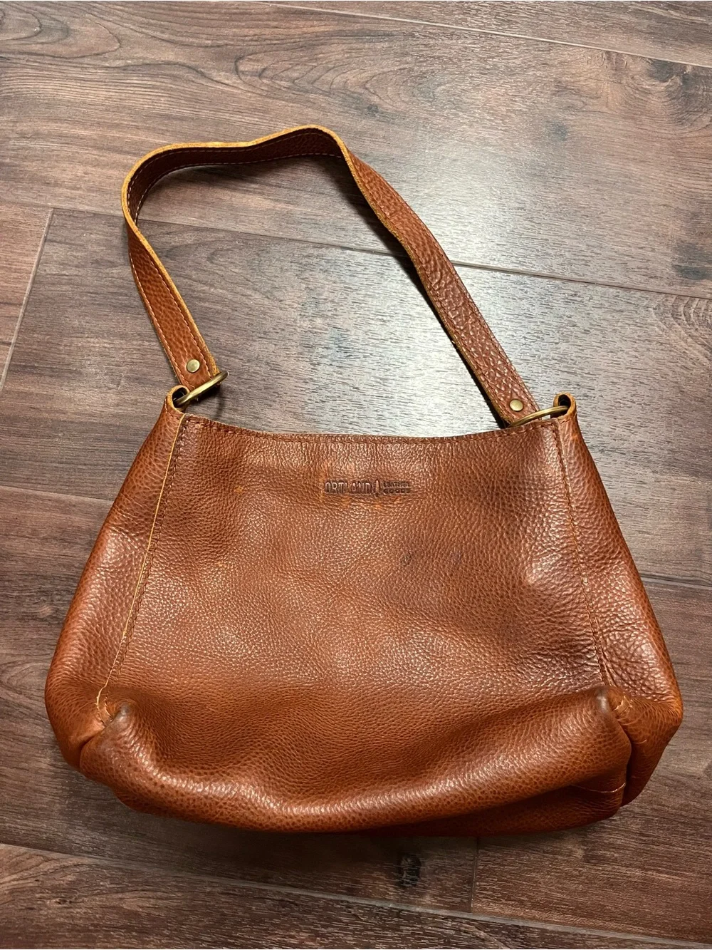 Portland Leather Warm Brown Pebbled Leather Tote - Picture 1 of 4